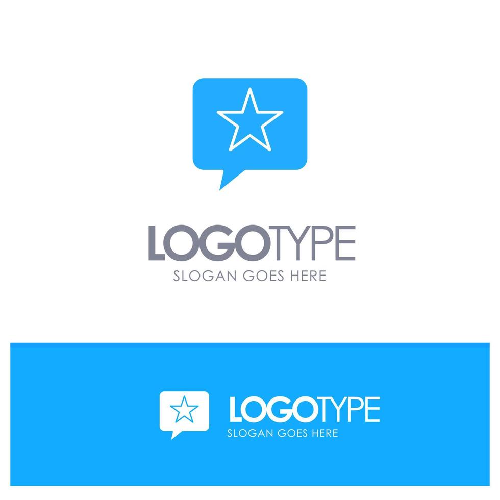 Chat Favorite Message Star Blue Solid Logo with place for tagline vector