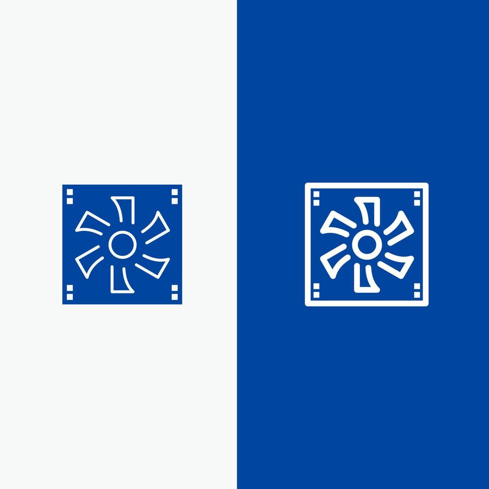 Cooler Fan Computer Cooler Device Fan Line and Glyph Solid icon Blue banner Line and Glyph Solid icon Blue banner vector