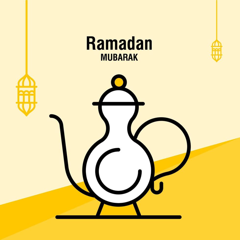 Ramadan kareem greeting template islamic crescent and arabic lantern vector illustration