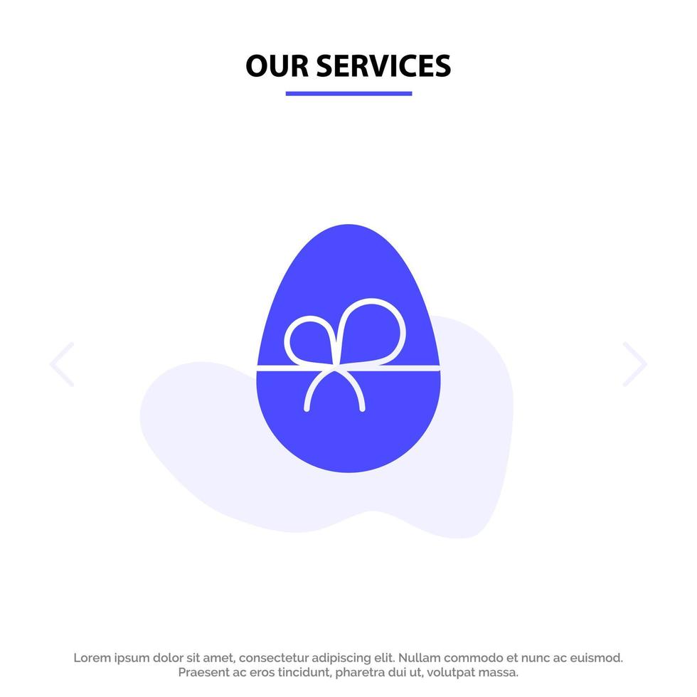 Our Services Egg Gift Easter Nature Solid Glyph Icon Web card Template vector