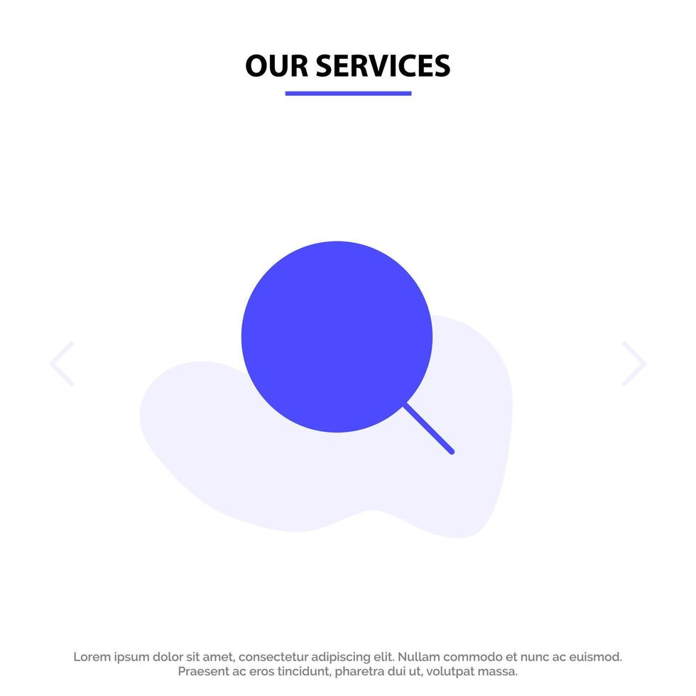 Our Services Search Magnify Tool Max Solid Glyph Icon Web card Template vector