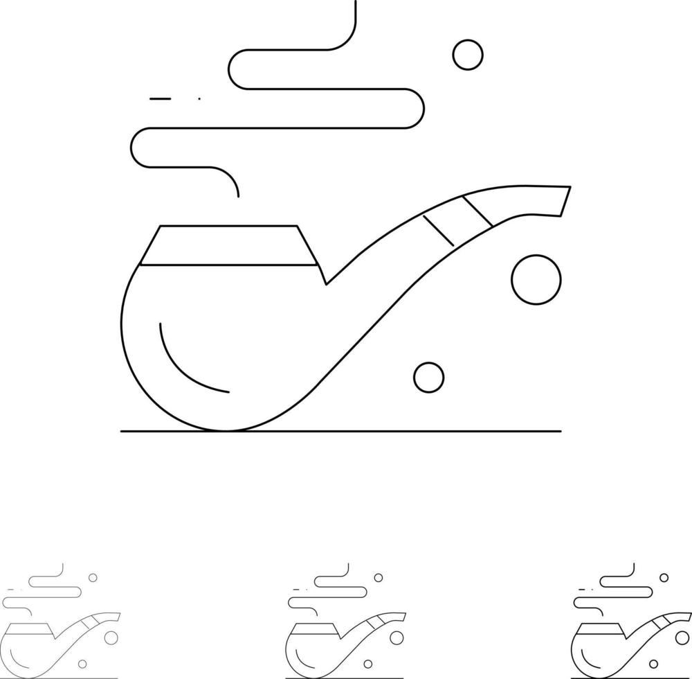 Pipe Smoke St Patrick Tube Bold and thin black line icon set vector