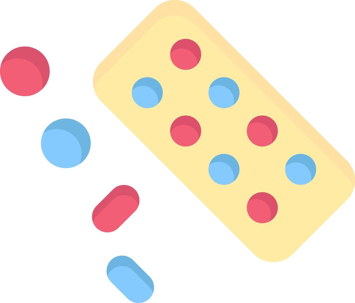 medicina píldora tableta tratamiento color plano icono vector icono banner plantilla