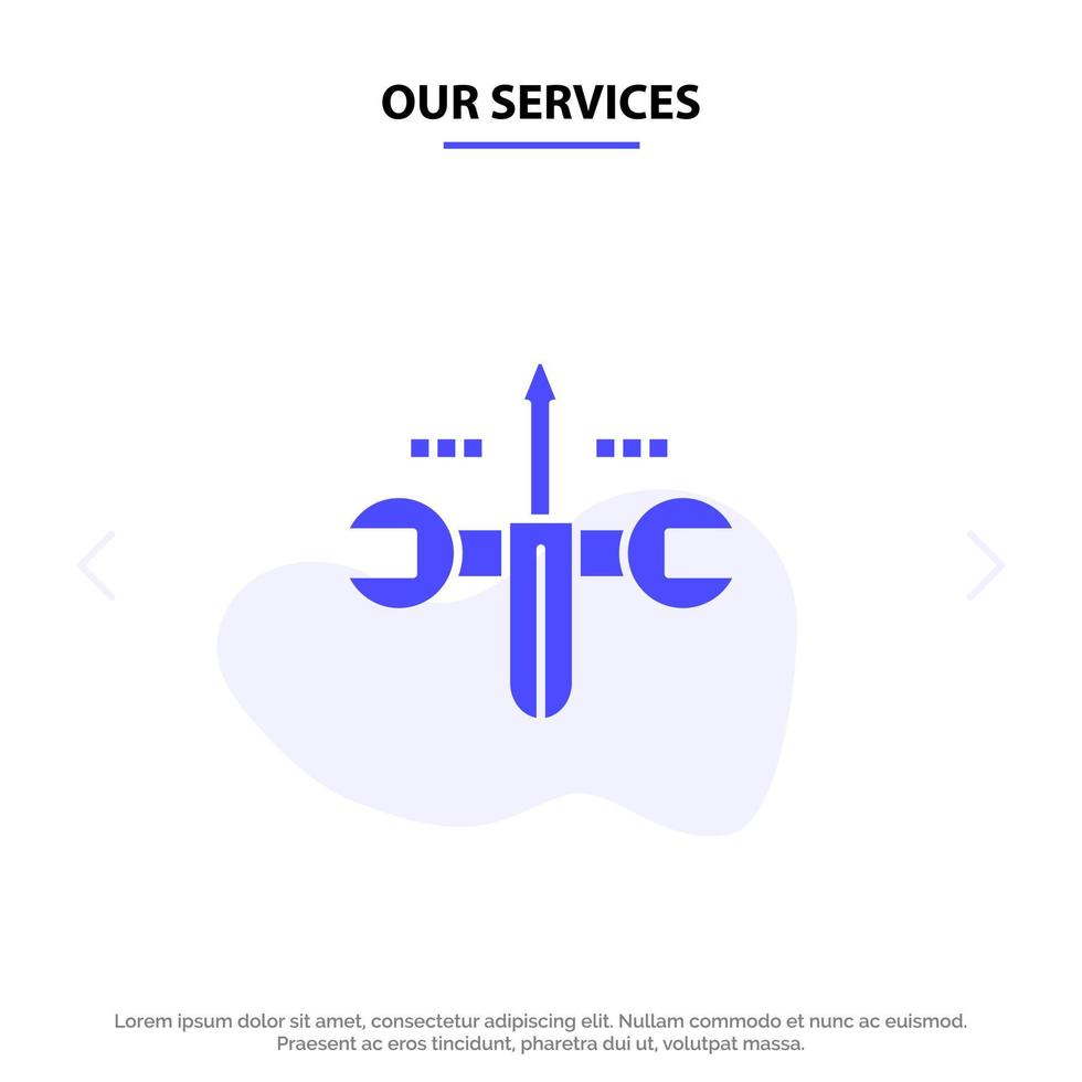 Our Services Cloud Computing Screwdriver Tooling Solid Glyph Icon Web card Template vector