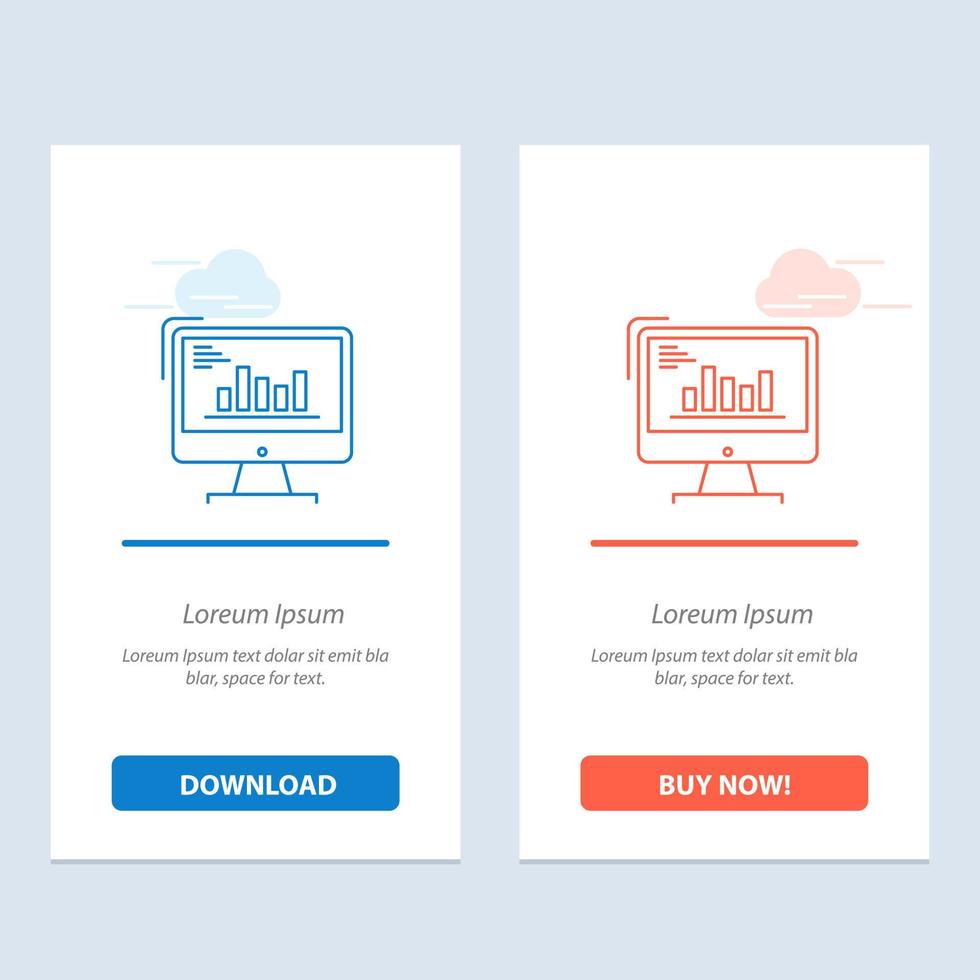 Chart Analytics Business Computer Diagram Marketing Trends  Blue and Red Download and Buy Now web Widget Card Template vector