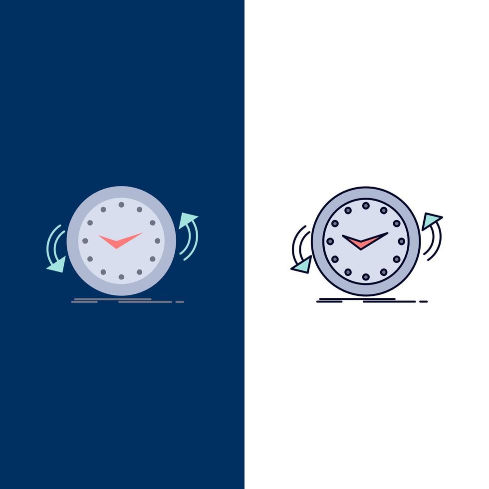 Backup clock clockwise counter time Flat Color Icon Vector