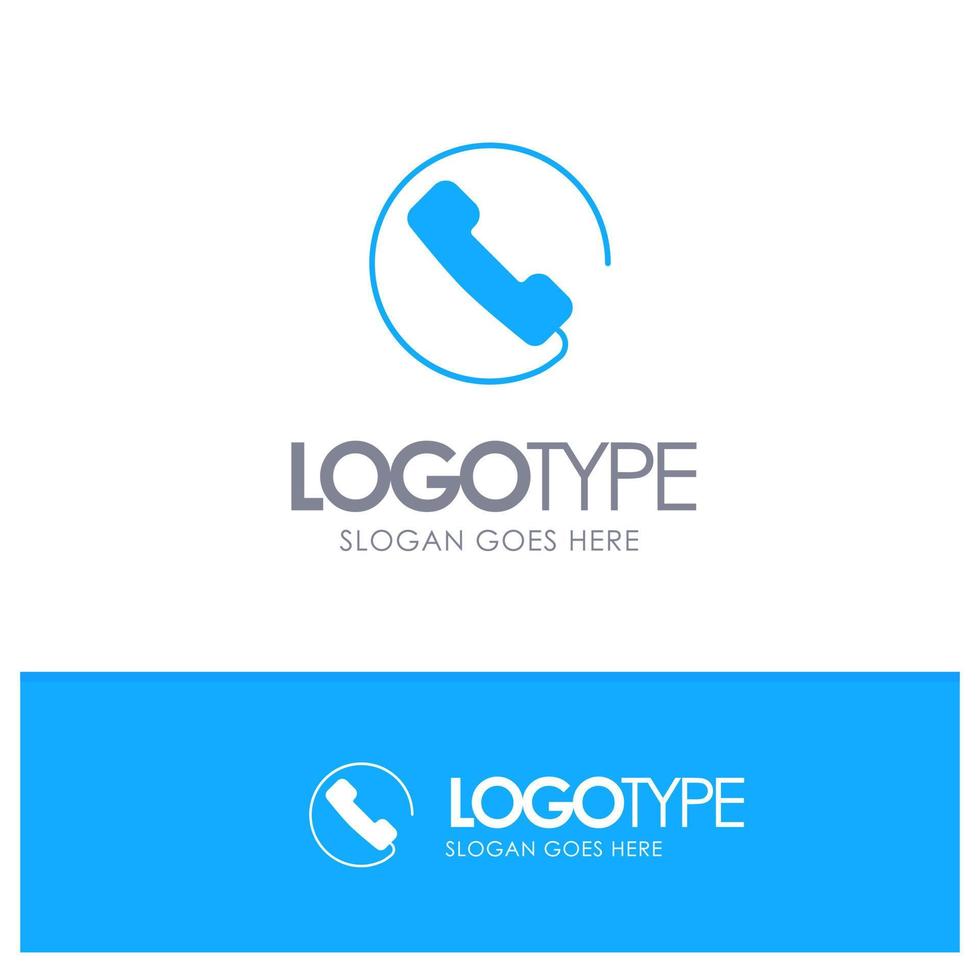 Answer Call Phone Blue Solid Logo with place for tagline vector