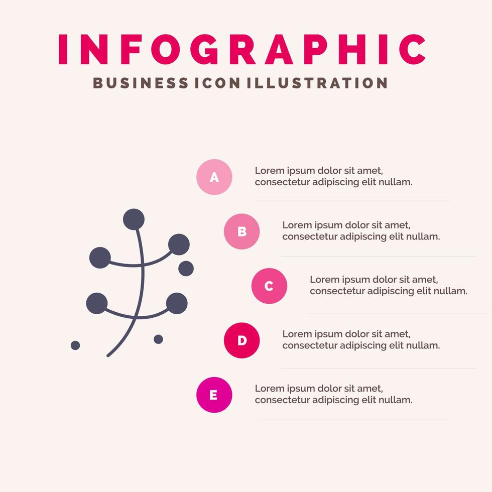 Growth Leaf Plant Spring Solid Icon Infographics 5 Steps Presentation Background vector