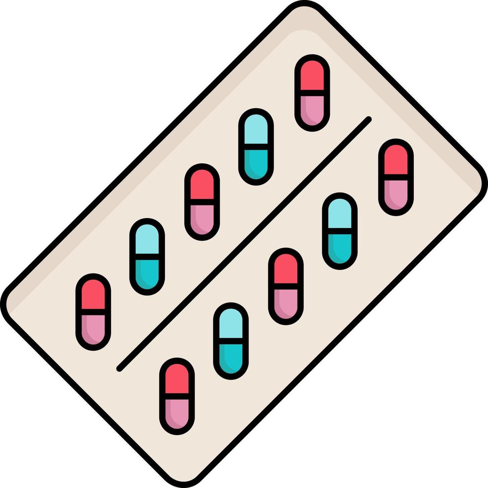 medicine Pill drugs tablet packet Flat Color Icon Vector