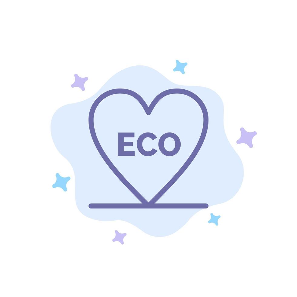 Eco Heart Love Environment Blue Icon on Abstract Cloud Background vector