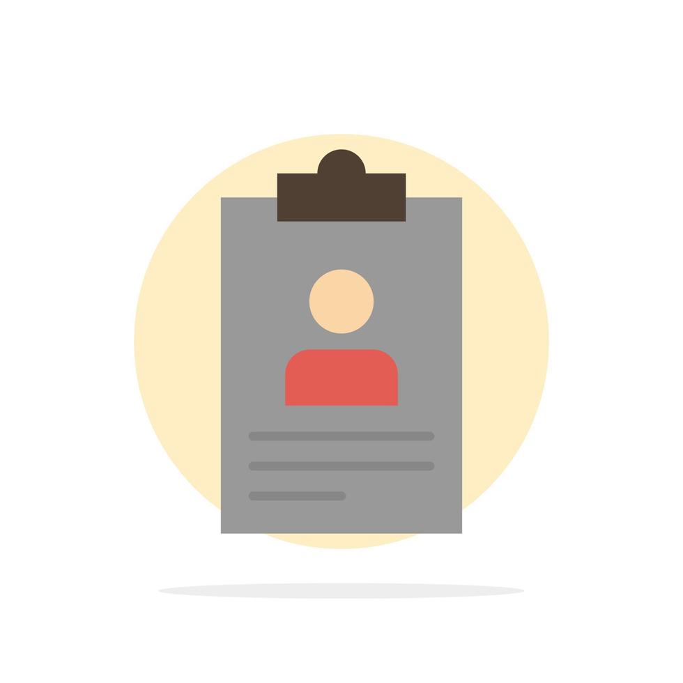 Resume Application Clipboard Curriculum Cv Abstract Circle Background Flat color Icon vector