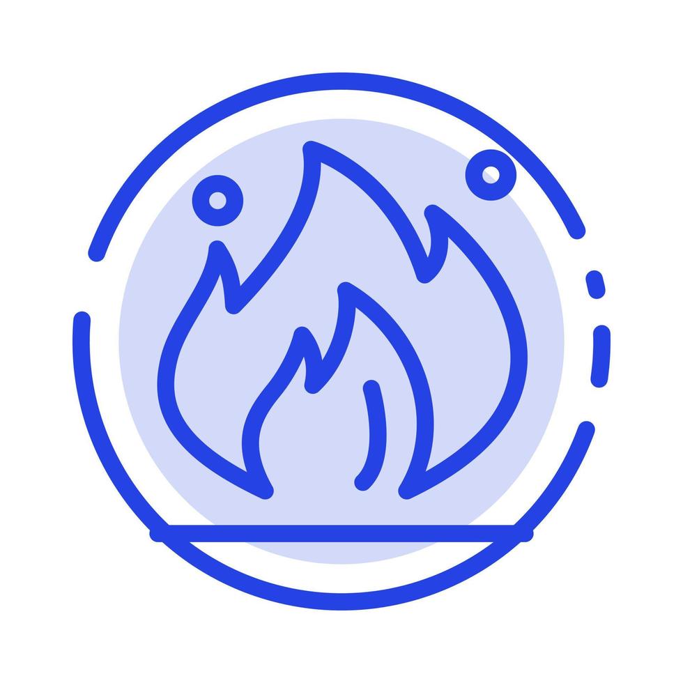 icono de línea de línea punteada azul de construcción de petróleo de industria de incendios vector