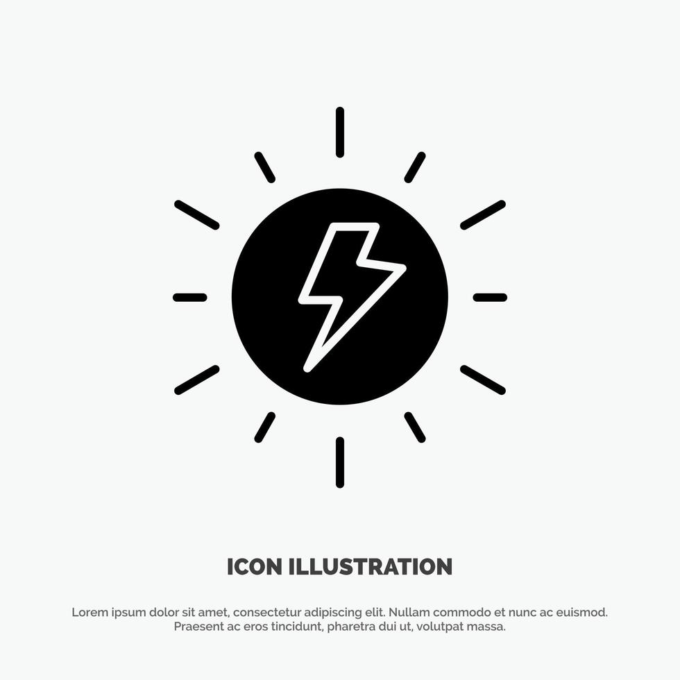 Energy  Solar Sun Charge solid Glyph Icon vector