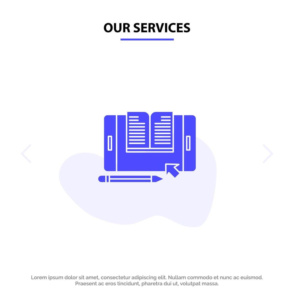 Our Services Application File Smartphone Tablet Transfer Solid Glyph Icon Web card Template vector