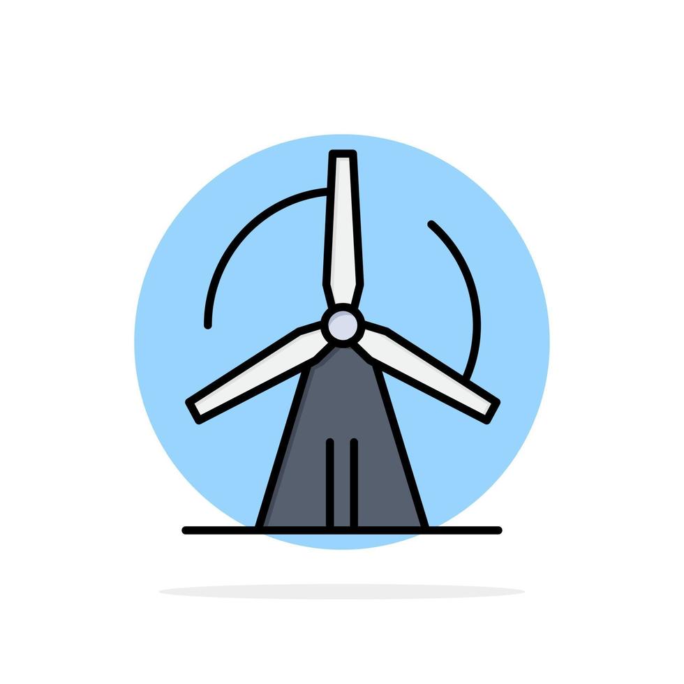 icono de color plano de fondo de círculo abstracto de energía eólica de turbina vector