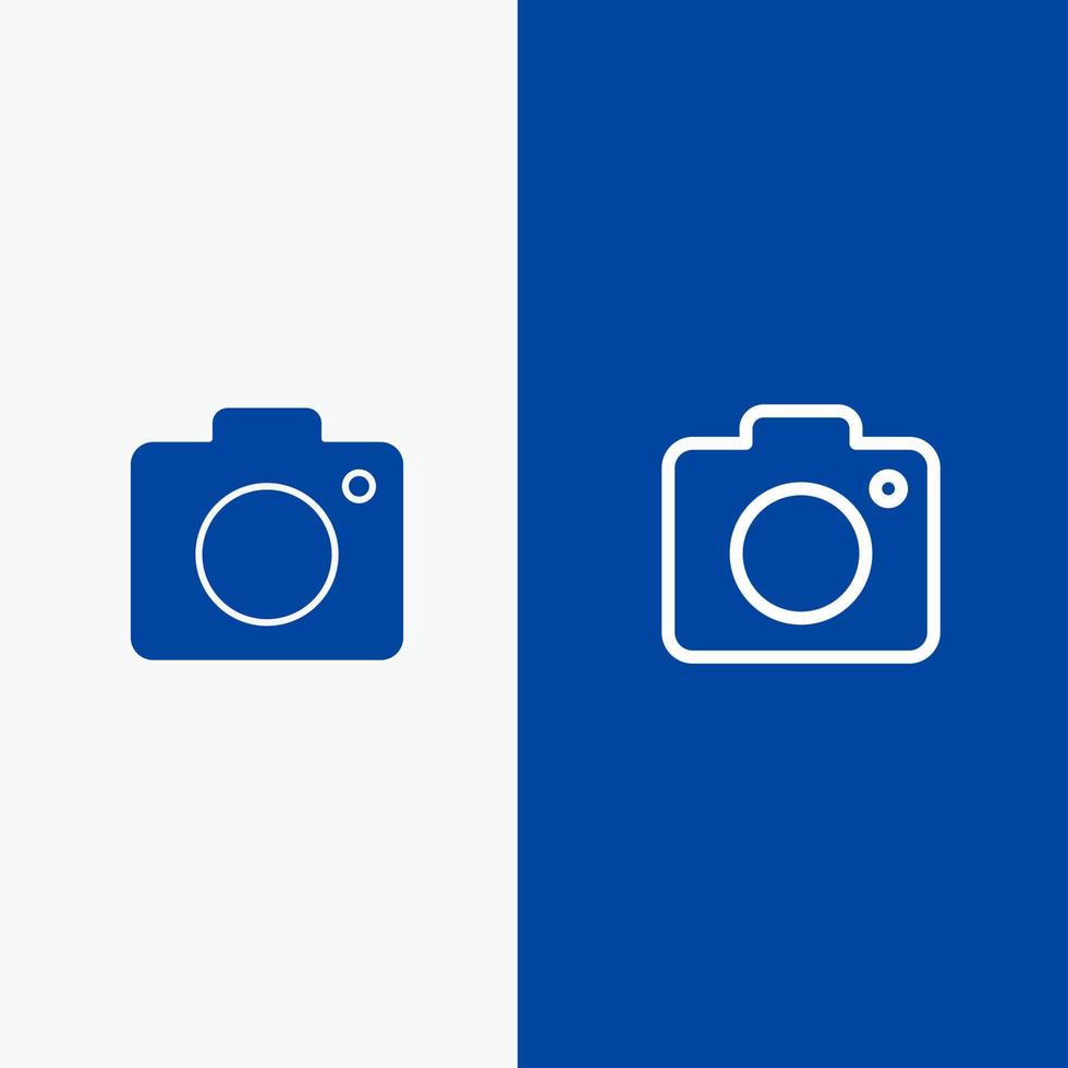 Camera Image Photo Picture Line and Glyph Solid icon Blue banner Line and Glyph Solid icon Blue banner vector