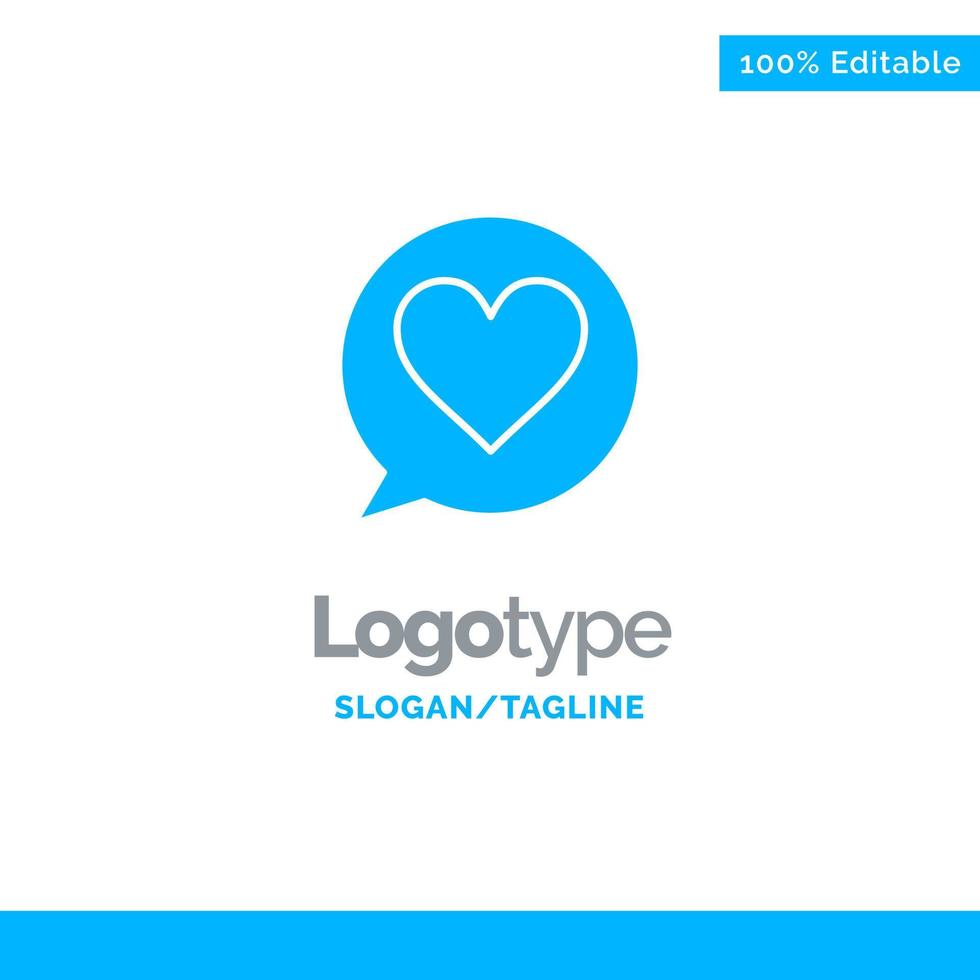 Chat Love Heart Blue Business Logo Template vector