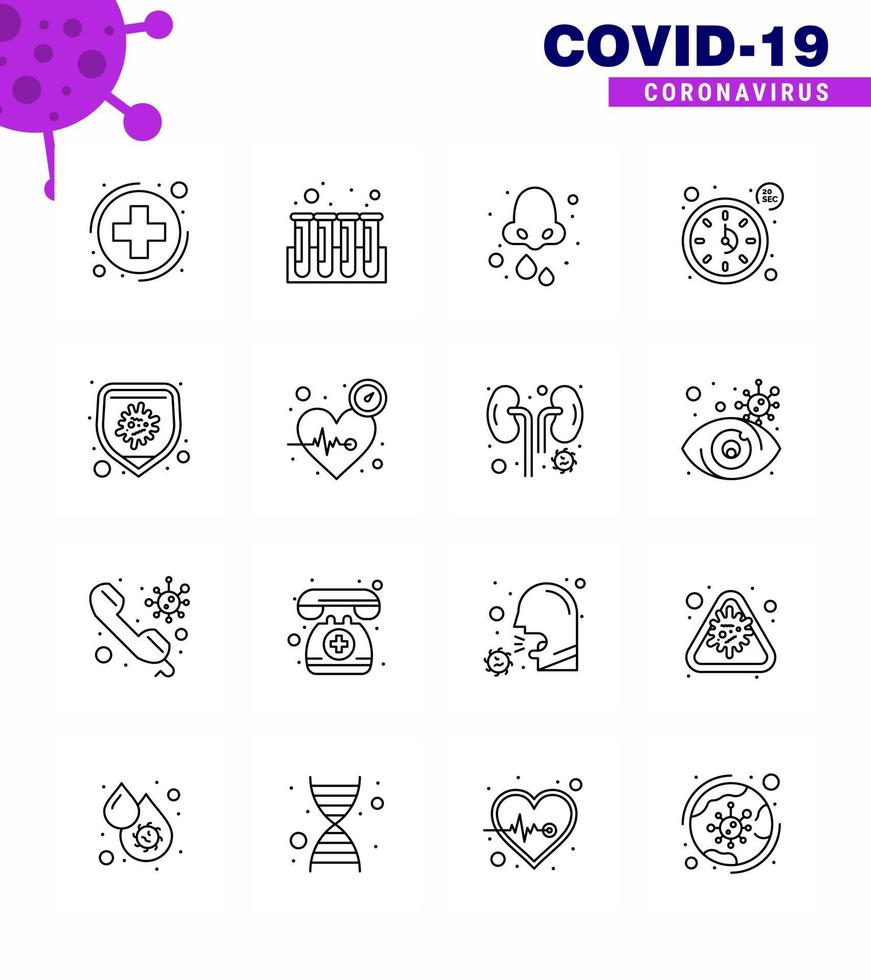 COVID19 corona virus contamination prevention Blue icon 25 pack such as protection time allergy seconds nose viral coronavirus 2019nov disease Vector Design Elements