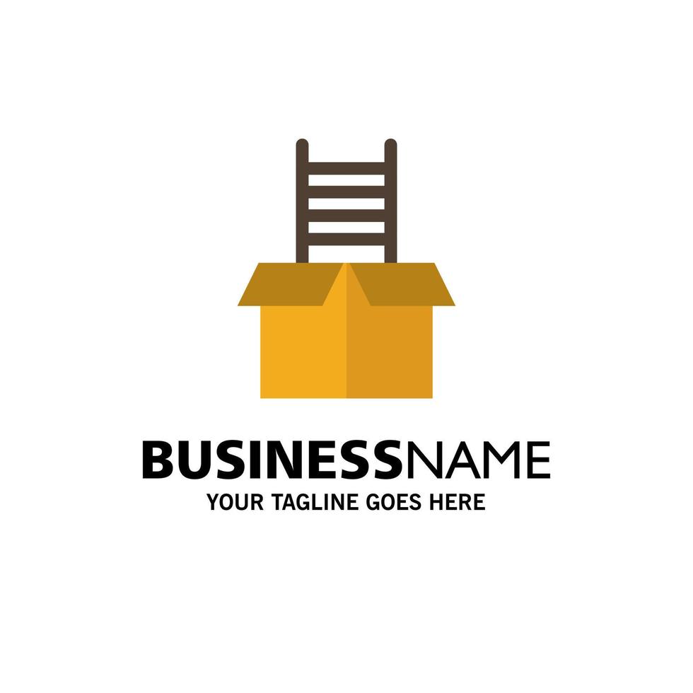 Box Gift Success Climb Business Logo Template Flat Color vector