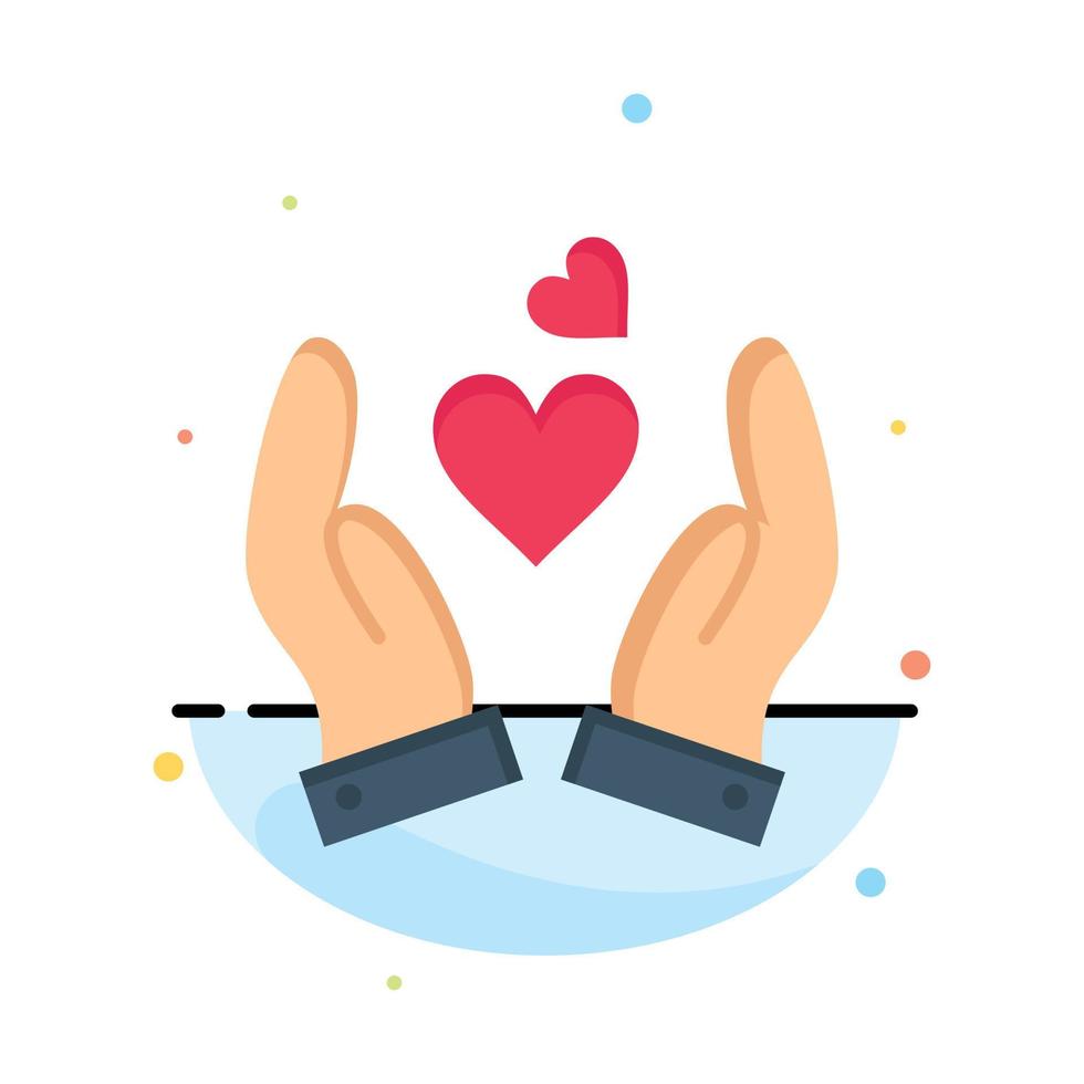 Hand Love Heart Wedding Business Logo Template Flat Color vector