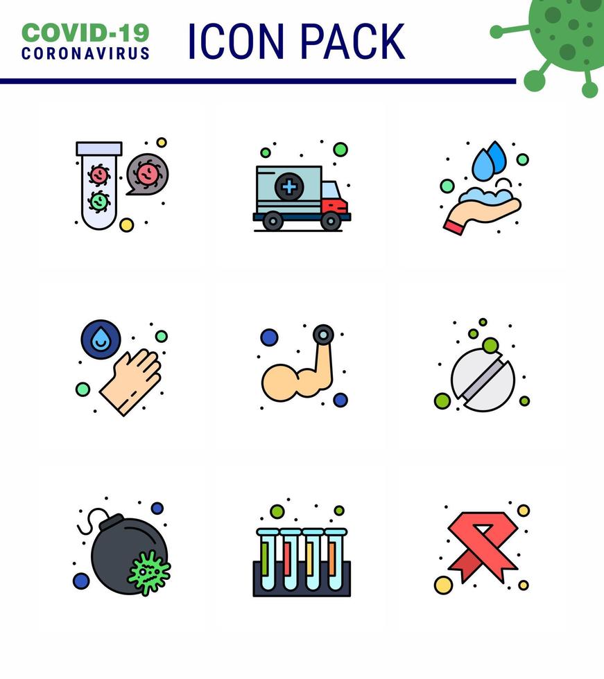 Simple Set of Covid19 Protection Blue 25 icon pack icon included arm washing transport medical washing viral coronavirus 2019nov disease Vector Design Elements