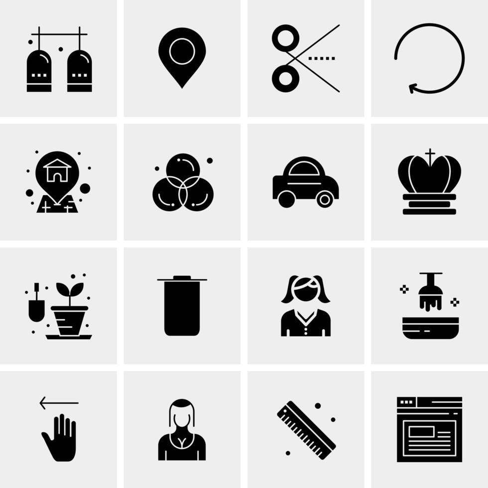 16 iconos de negocios universales vector ilustración de icono creativo para usar en proyectos relacionados con la web y dispositivos móviles