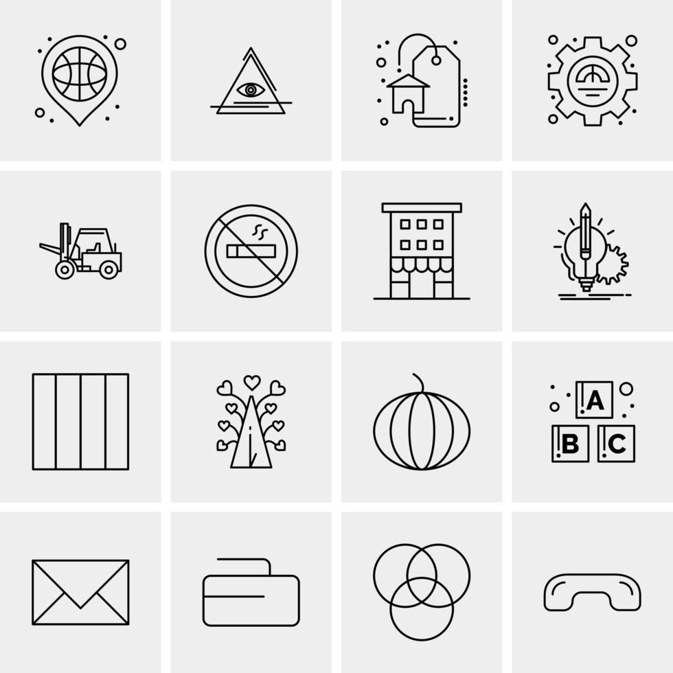 16 iconos de negocios universales vector ilustración de icono creativo para usar en proyectos relacionados con la web y dispositivos móviles