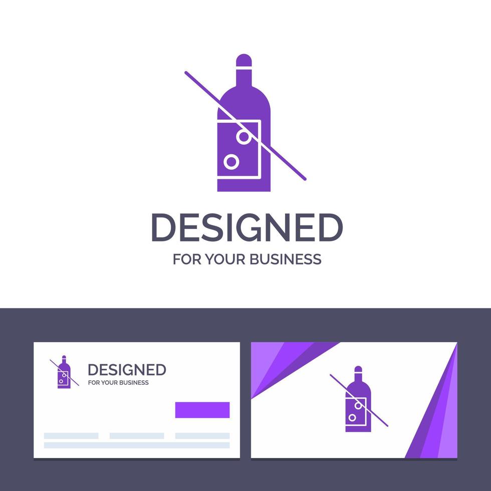 tarjeta de visita creativa y plantilla de logotipo botella de alcohol prohibida sin ilustración de vector de whisky