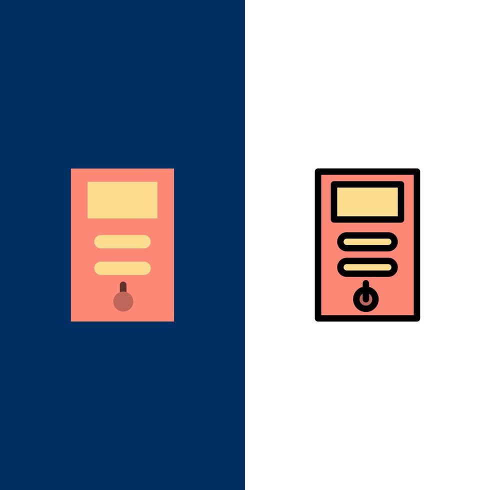 Computer Cpu Pc Stabilizer  Icons Flat and Line Filled Icon Set Vector Blue Background