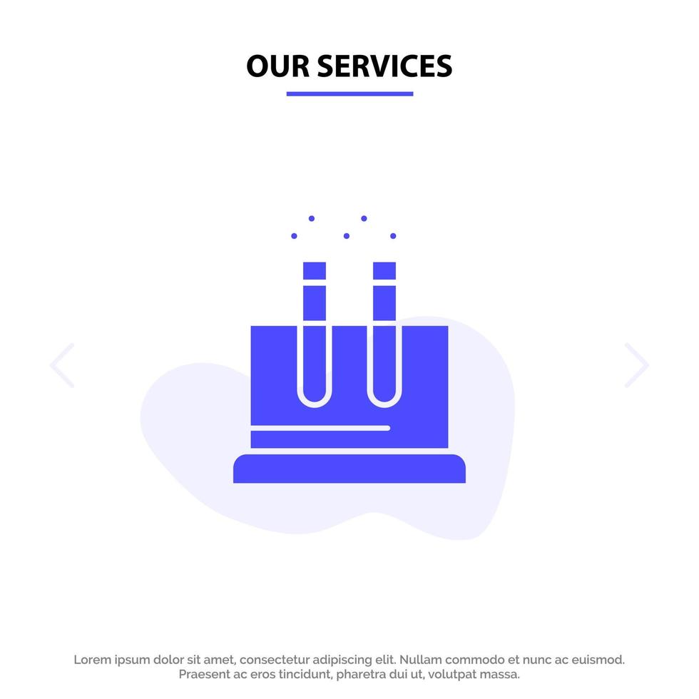 Our Services Lab Test Tube Science Solid Glyph Icon Web card Template vector