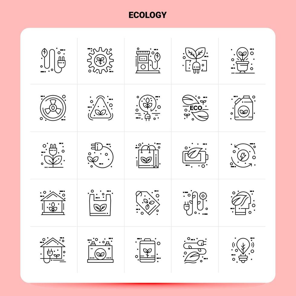OutLine 25 Ecology Icon set Vector Line Style Design Black Icons Set Linear pictogram pack Web and Mobile Business ideas design Vector Illustration