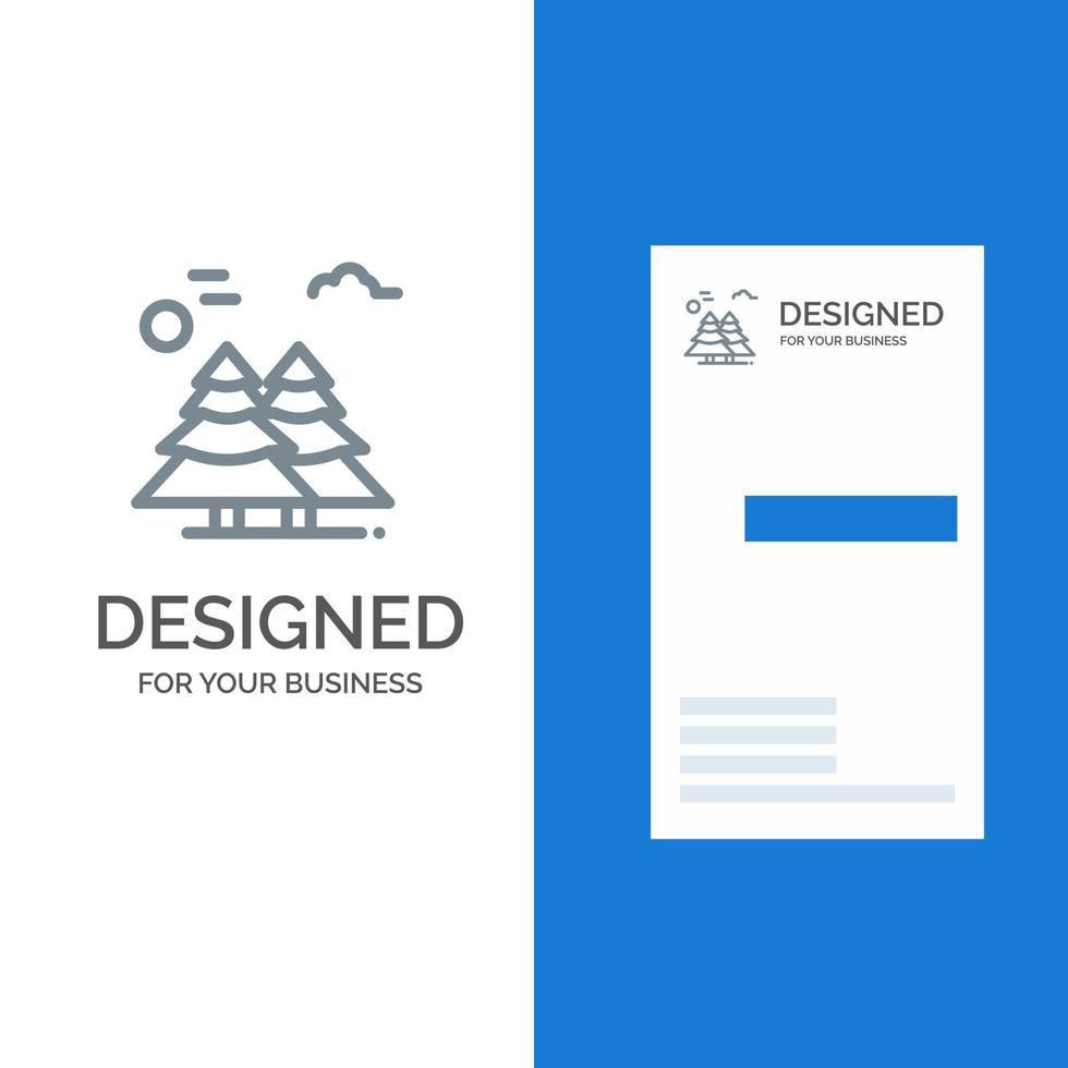 Alpine Arctic Canada Pine Trees Scandinavia Grey Logo Design and Business Card Template vector