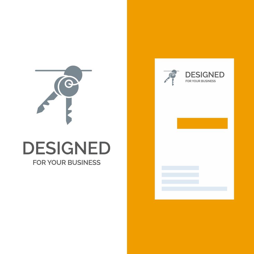 Hotel Key Room Keys Grey Logo Design and Business Card Template vector