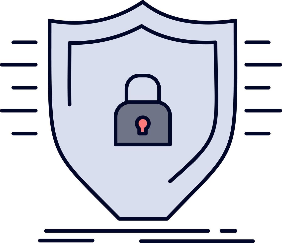 Defence firewall protection safety shield Flat Color Icon Vector