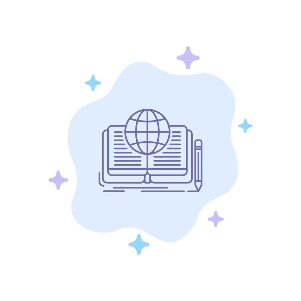 Writing Novel Book Story Theory Blue Icon on Abstract Cloud Background vector