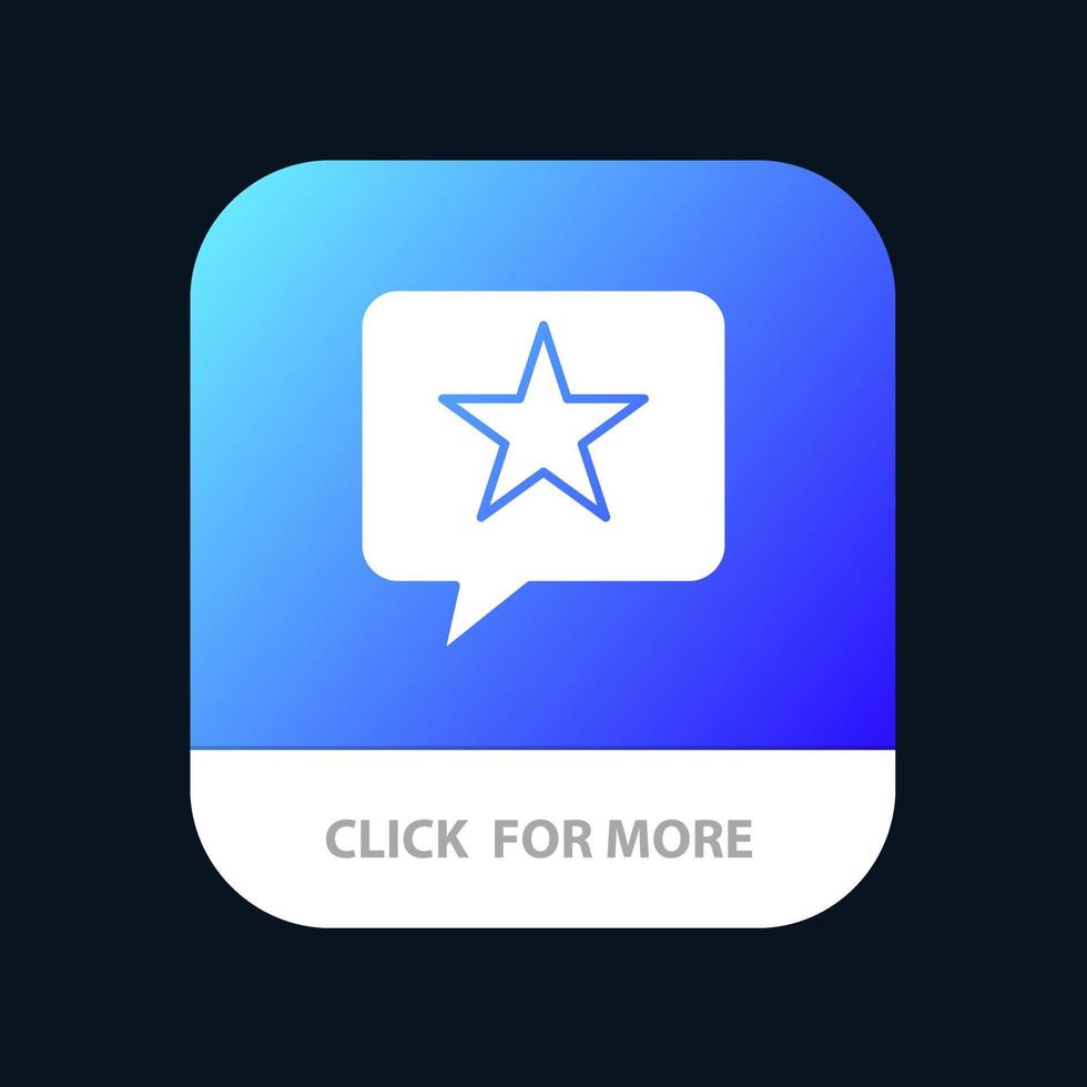 botón de aplicación móvil de estrella de mensaje favorito de chat versión de glifo de android e ios vector