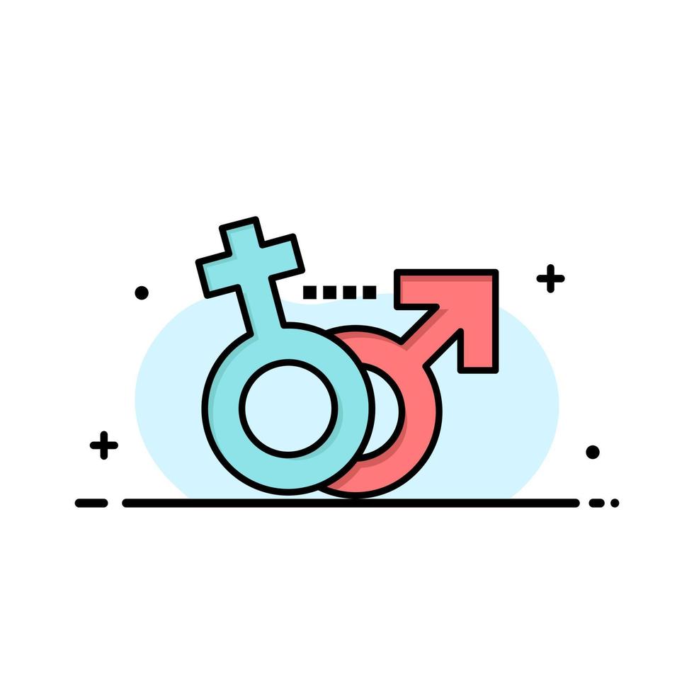 género masculino femenino símbolo negocio línea plana lleno icono vector banner plantilla