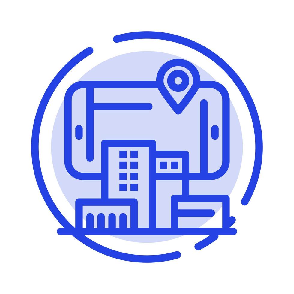 Reality City Technology Augmented Blue Dotted Line Line Icon vector