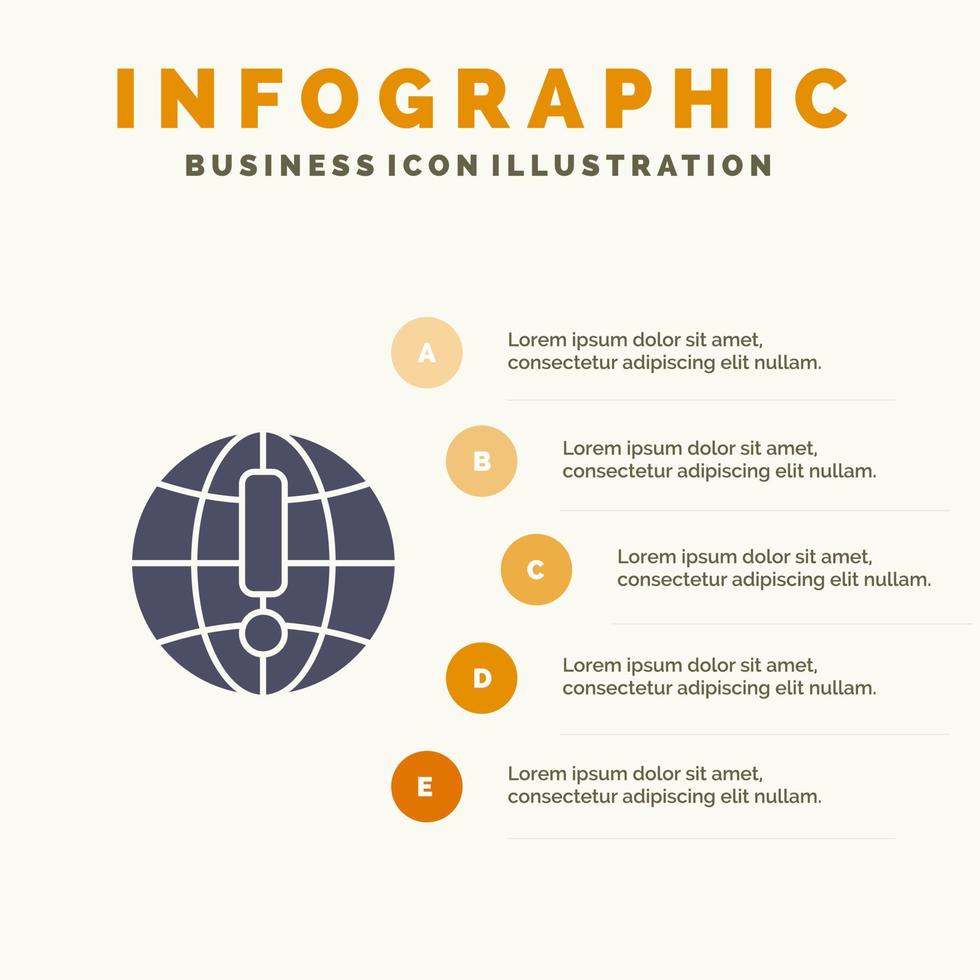 plantilla de presentación de infografía mundial de navegador de internet de globo presentación de 5 pasos vector