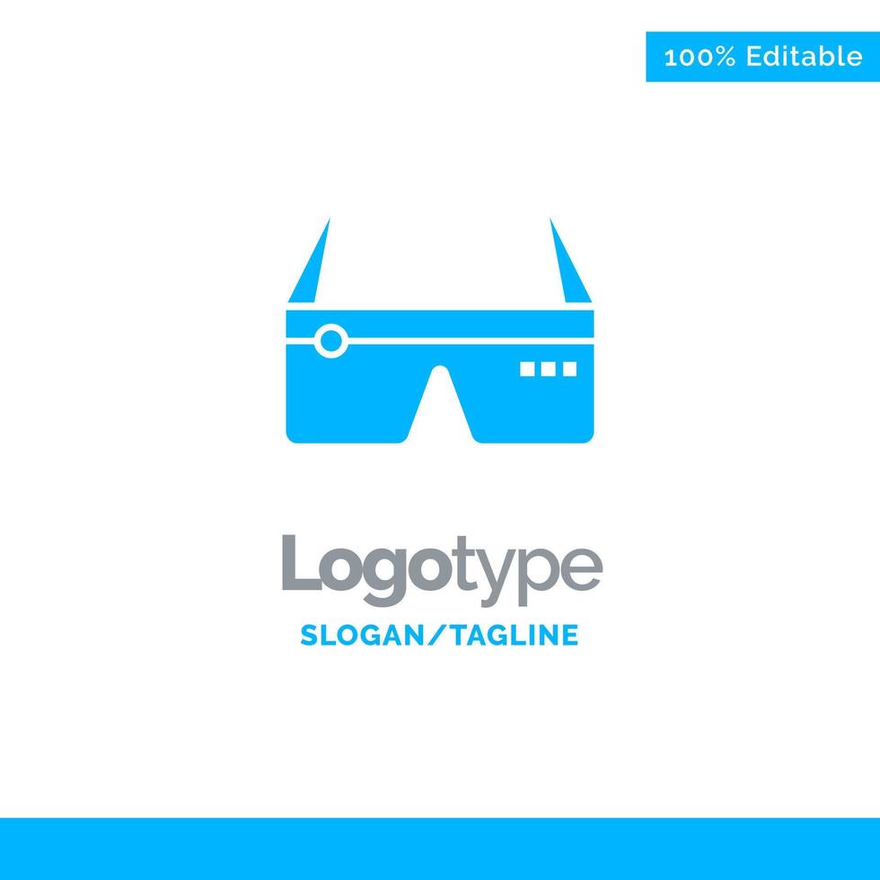 Computer Computing Digital Glasses Google Blue Solid Logo Template Place for Tagline vector