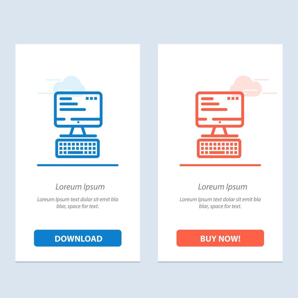 Computer Keyboard Monitor Computing  Blue and Red Download and Buy Now web Widget Card Template vector