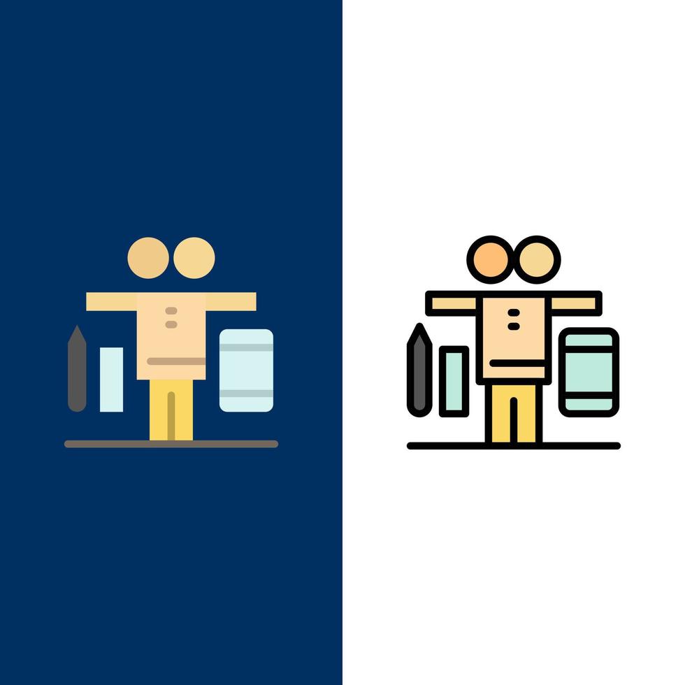 Balance Life Play Work  Icons Flat and Line Filled Icon Set Vector Blue Background