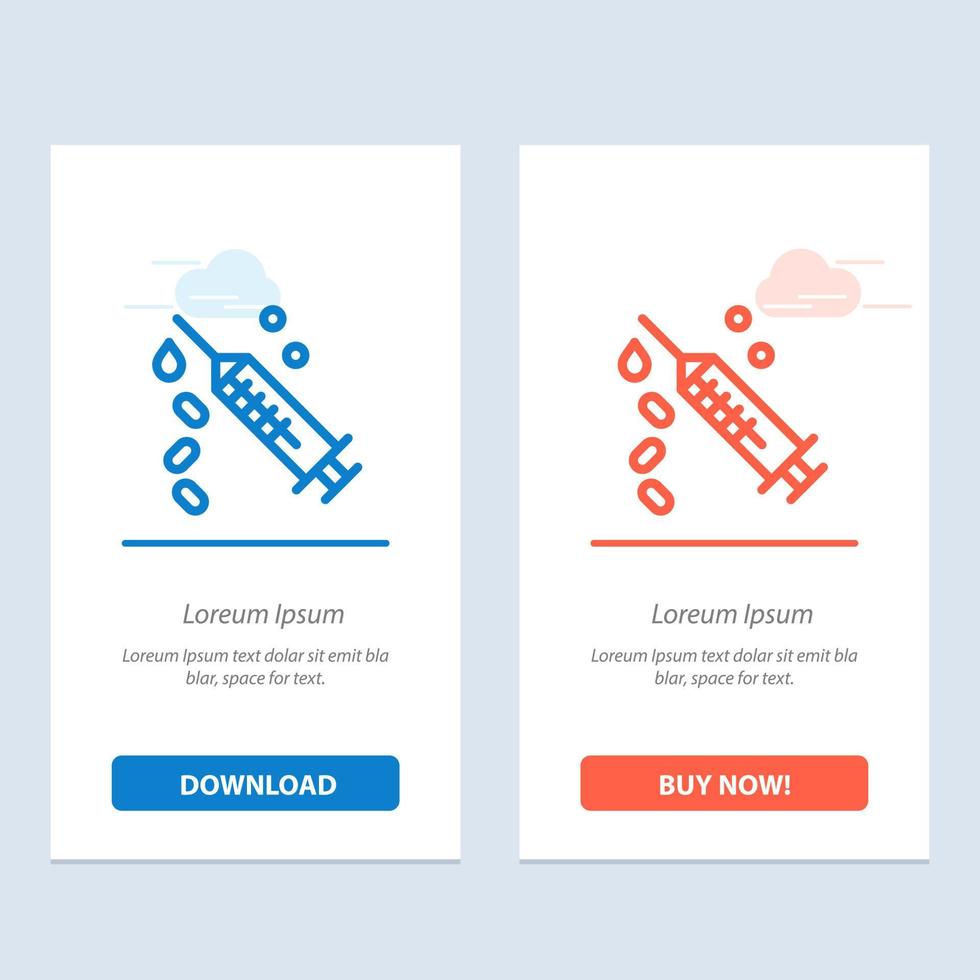 Injection Syringe Vaccine Treatment  Blue and Red Download and Buy Now web Widget Card Template vector