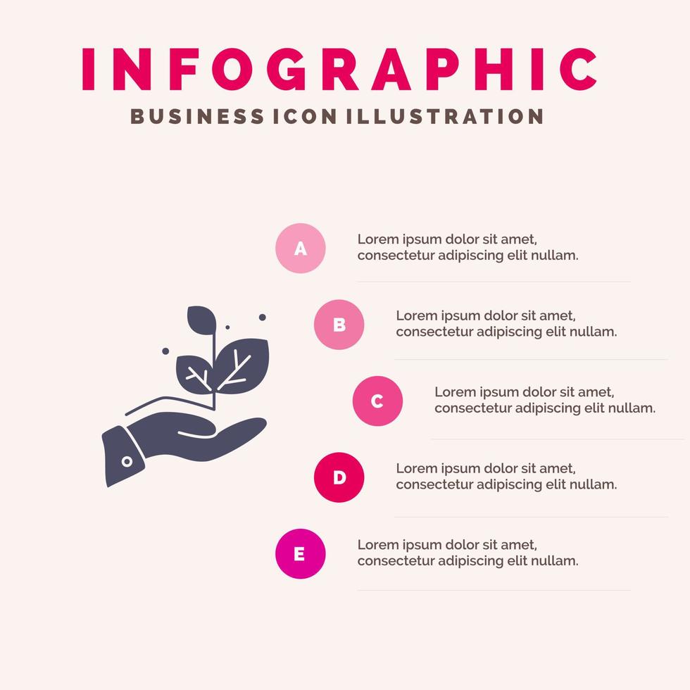Growth Grow Hand Success Solid Icon Infographics 5 Steps Presentation Background vector