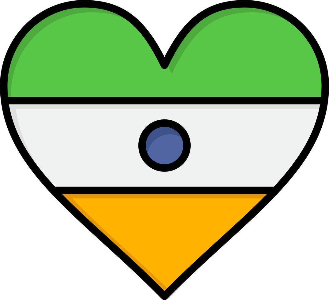 Indian Flag Heart Heart flag  Flat Color Icon Vector icon banner Template