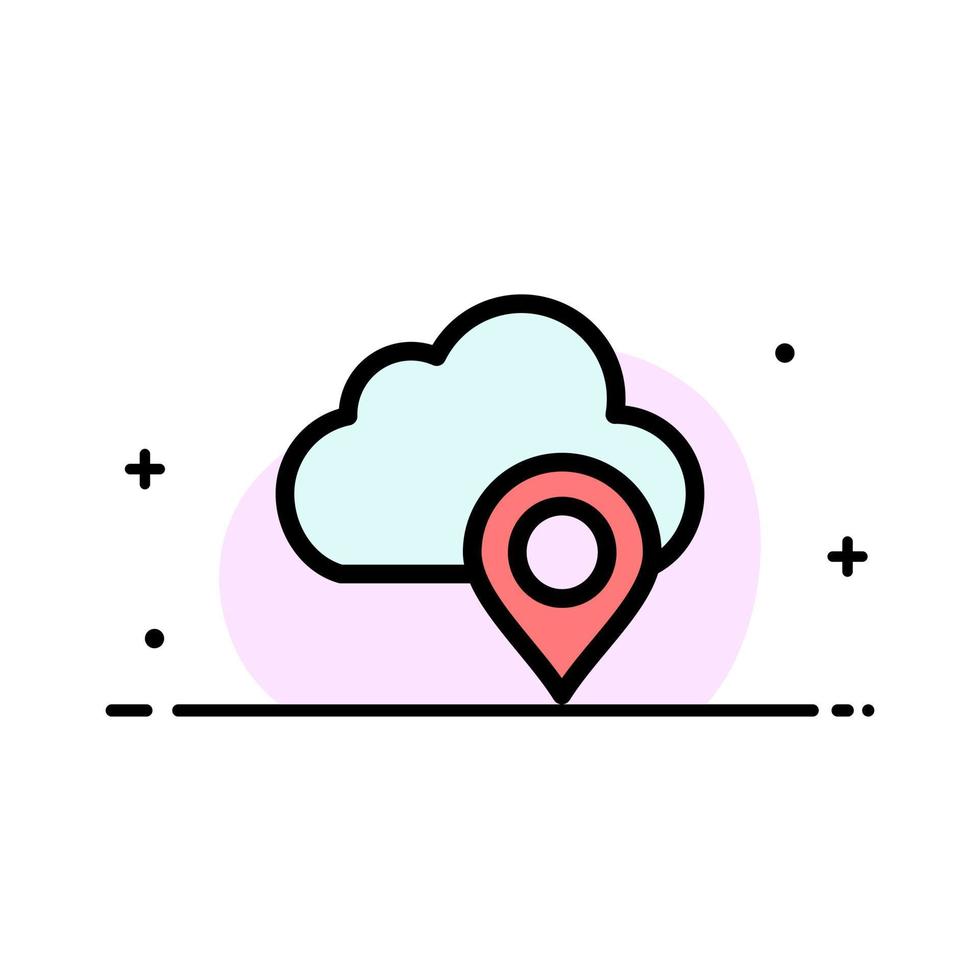 Cloud Map Pin Marker  Business Flat Line Filled Icon Vector Banner Template