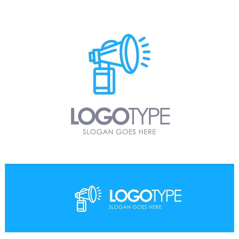 Air Attribute Can Fan Horn Blue outLine Logo with place for tagline vector