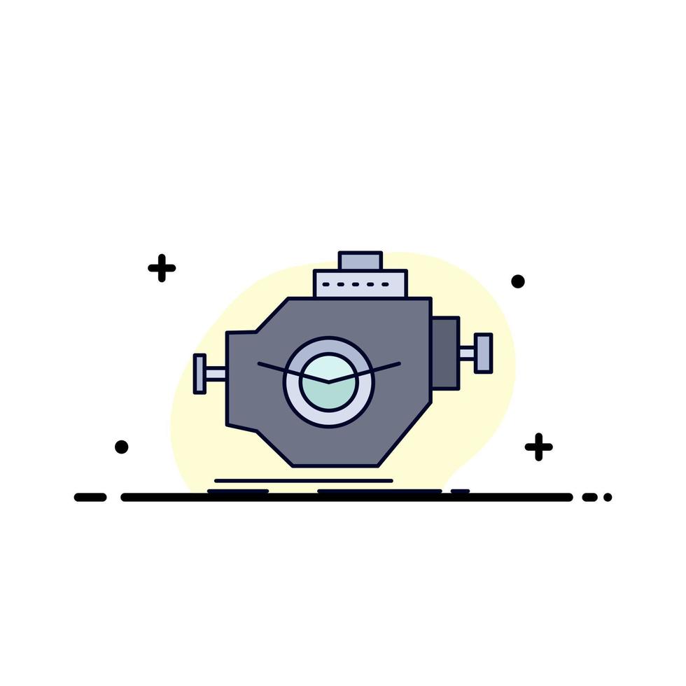 Engine industry machine motor performance Flat Color Icon Vector