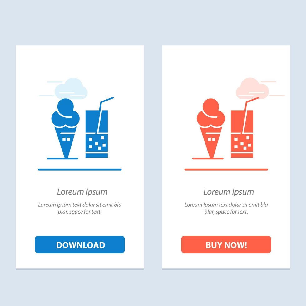 Drink Ice Cream Summer Juice  Blue and Red Download and Buy Now web Widget Card Template vector