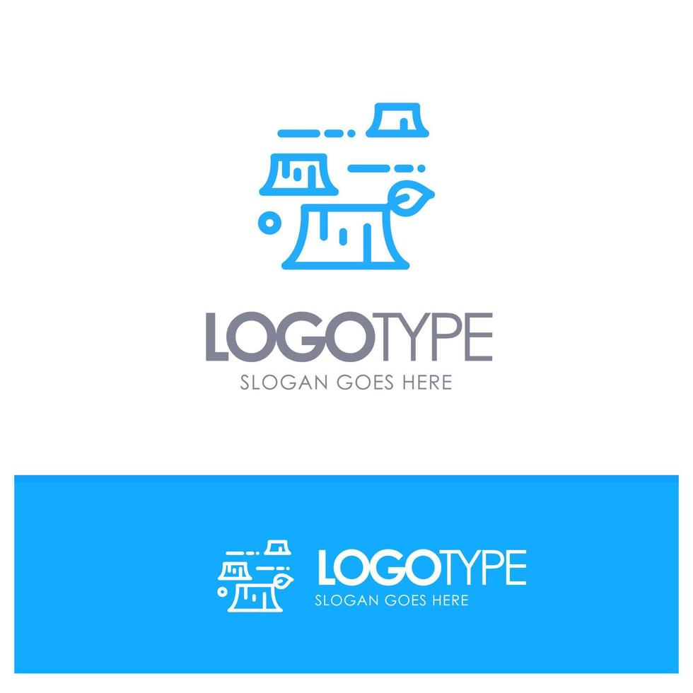 Damage Deforestation Destruction Environment Blue outLine Logo with place for tagline vector